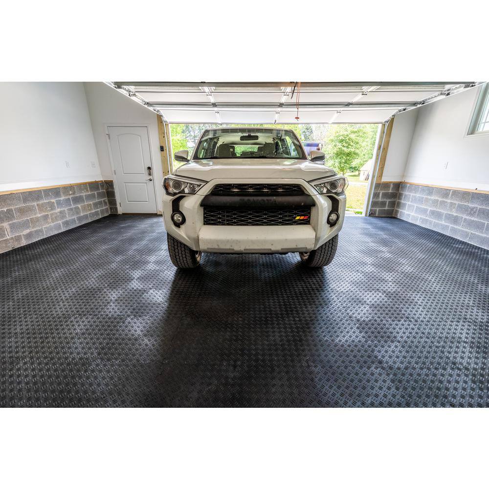 MI Fit Black 18.5 in W x 18.5 in. L Sentry Interlocking PVC garage tiles (Approximately 36 sq. ft.) TREDLOK0BK