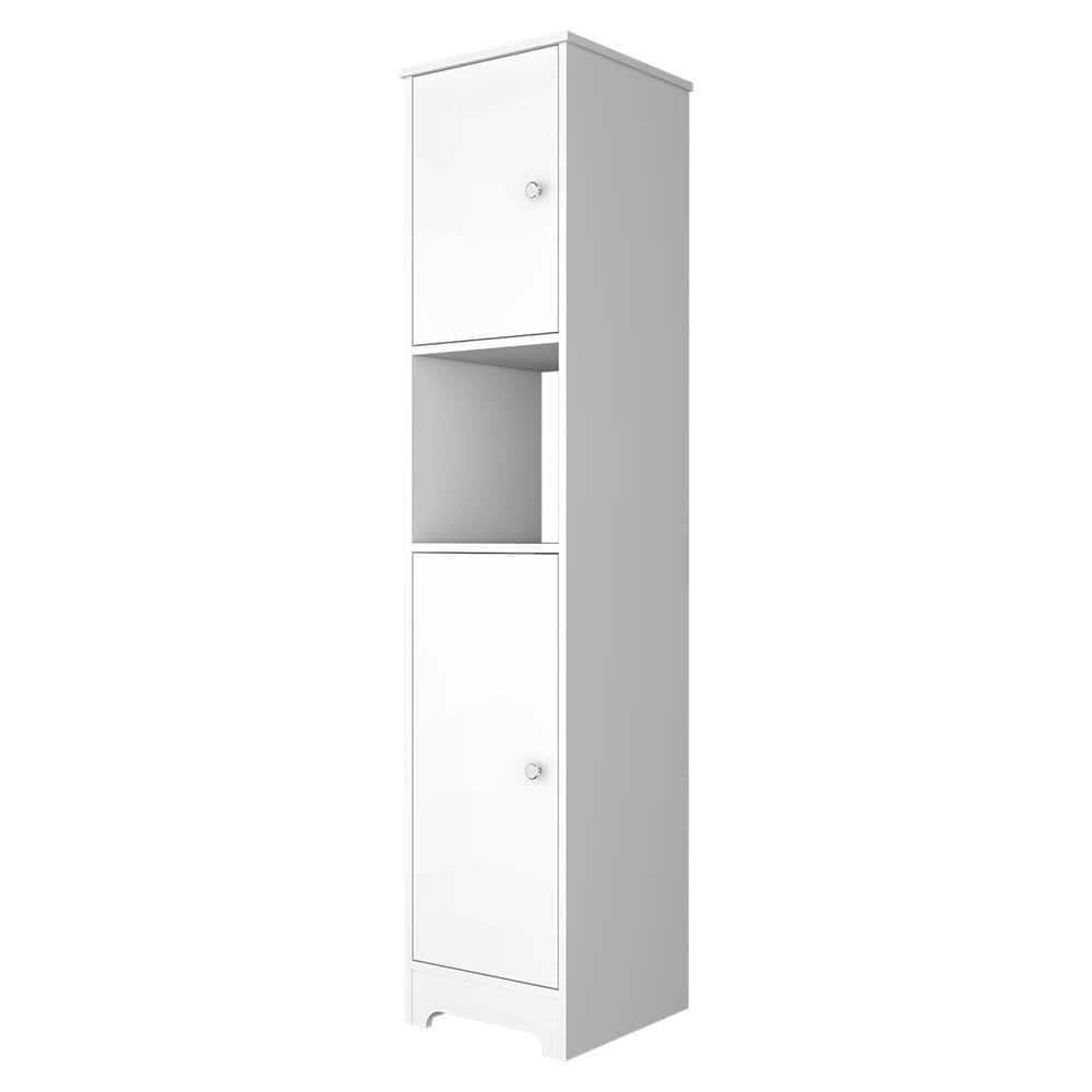 RST BRANDS Pinion 68 in W x 15 in D x 17 in H White MDF Midcentury Modern Linen Cabinet