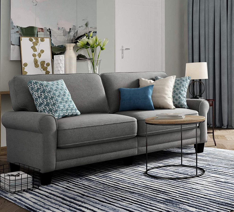 Traditional Sofa  Tapered Wood Legs With Polyester Upholstered Seat   Transitional   Sofas   by Decor Love  Houzz