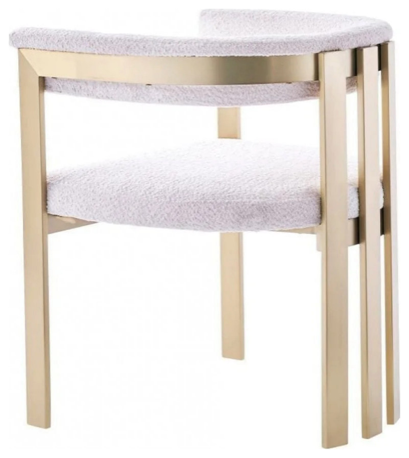 Leone Modern Beige Sherpa and Gold Dining Chair  Set of 2   Contemporary   Dining Chairs   by Rustic Home Furniture Deco  Houzz