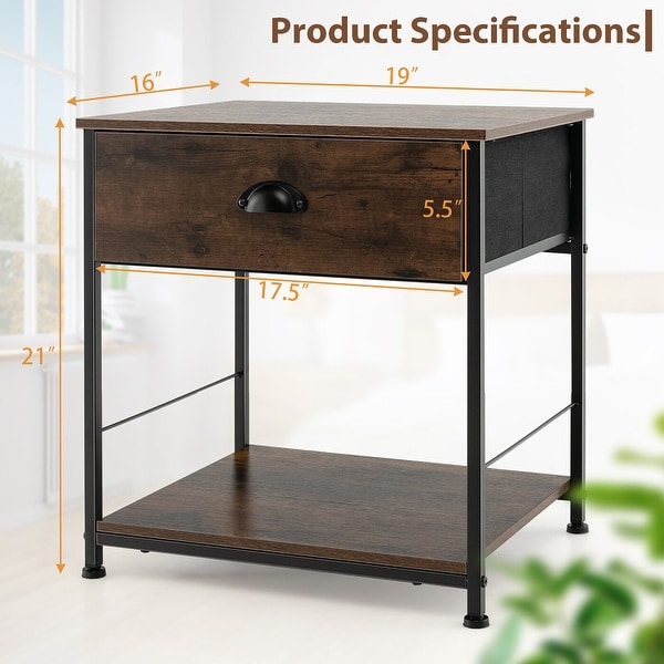 Gymax 2-tier Nightstand Bedside End Sofa Coffee Table for Bedroom