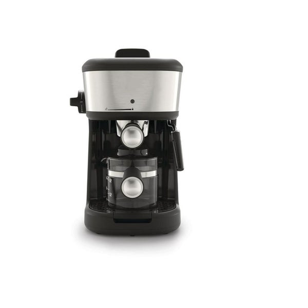 4-Shot Steam Espresso， Cappuccino， and Latte Maker in Black