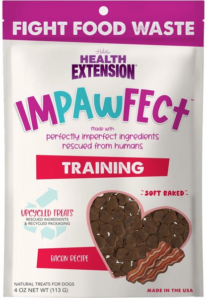 Health Extension Impawfect Bacon Flavored Soft and Chewy Training Dog Treats， 4-oz bag