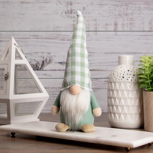 Spring Gnome With Green Plaid Hat