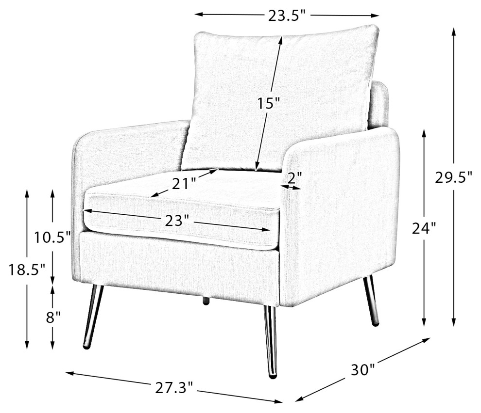 29.5 quotWooden Upholstered Accent Chair  Set of 2   Midcentury   Armchairs And Accent Chairs   by Karat Home  Houzz