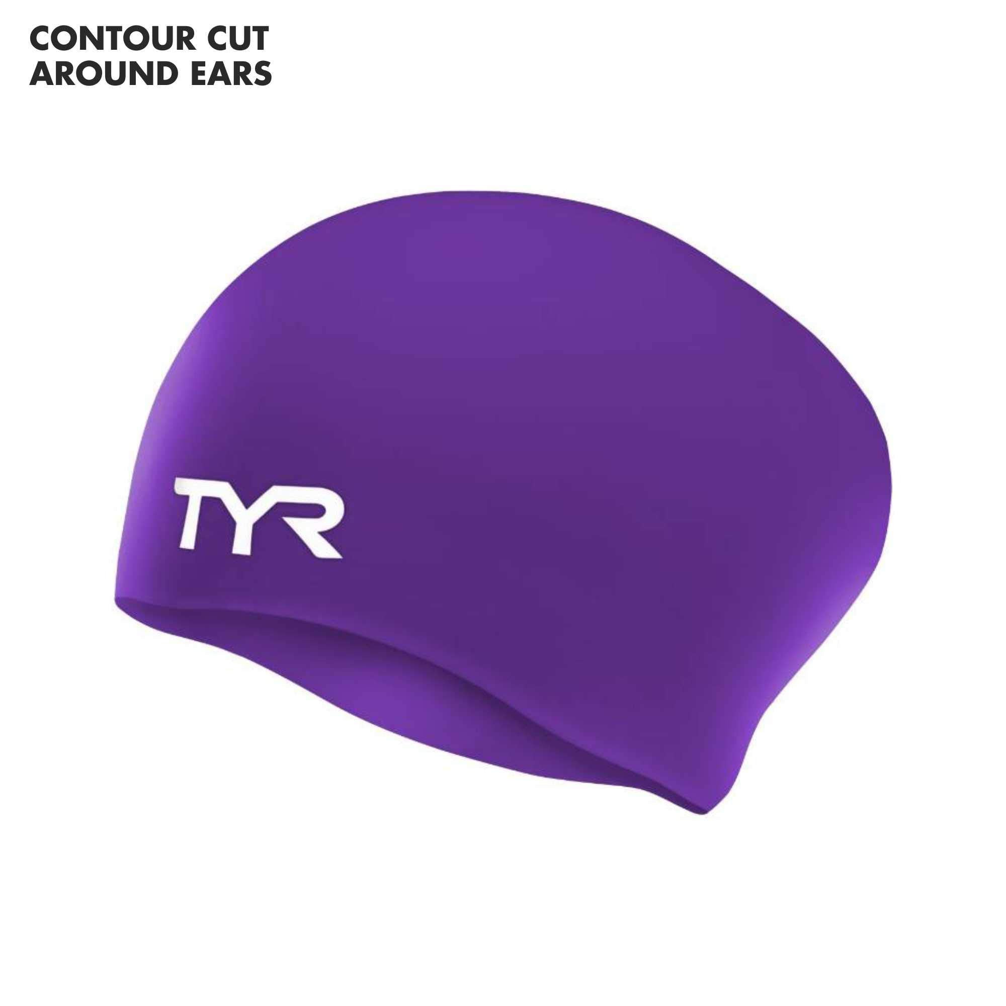 TYR Long Hair Wrinkle Free Silicone Adult Fit Cap In Purple