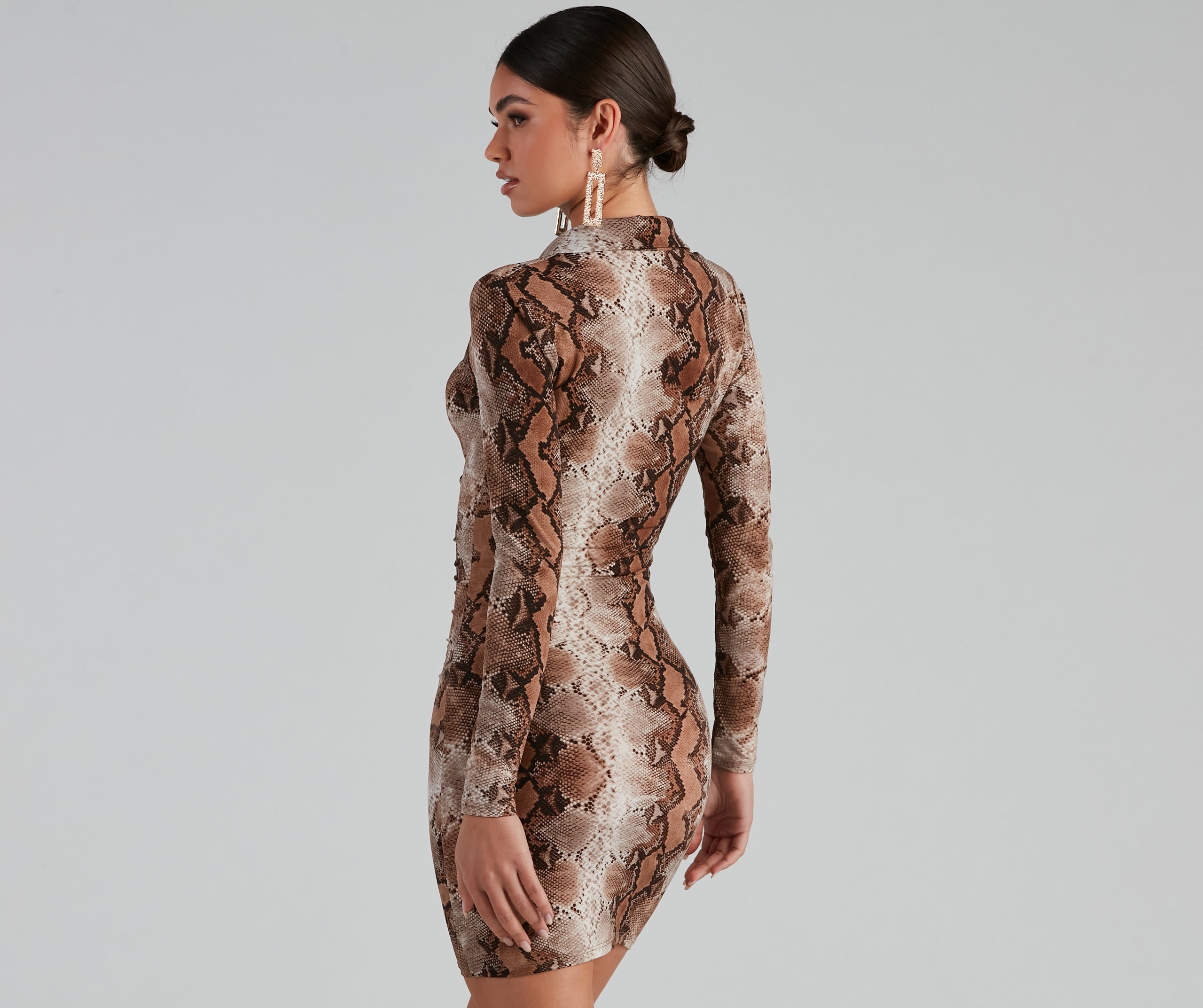 Stun In Snake Print Button-Down Dress