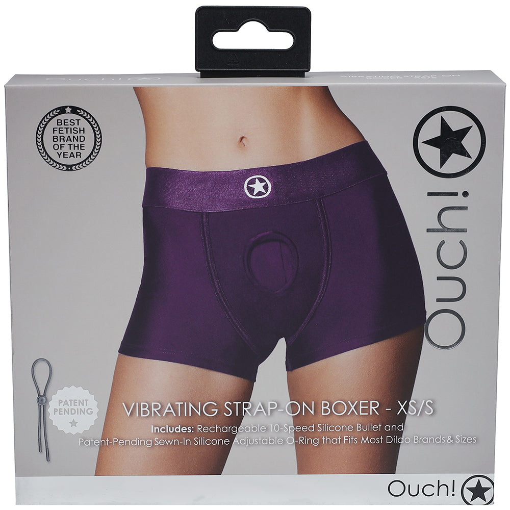 Ouch! Vibrating Purple Strap-on Boxer /S