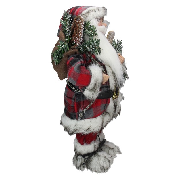 Alpine Chic Standing Santa Claus With Snowshoes And Skis Christmas Figure