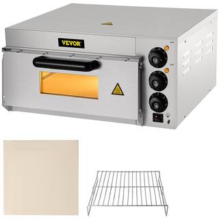 VEVOR Commercial Pizza Oven 14 in. Single Deck Layer 1300-Watt Stainless Steel Electric Outdoor Pizza Oven with Stone  Shelf LXBSKX141110V8IFHV1