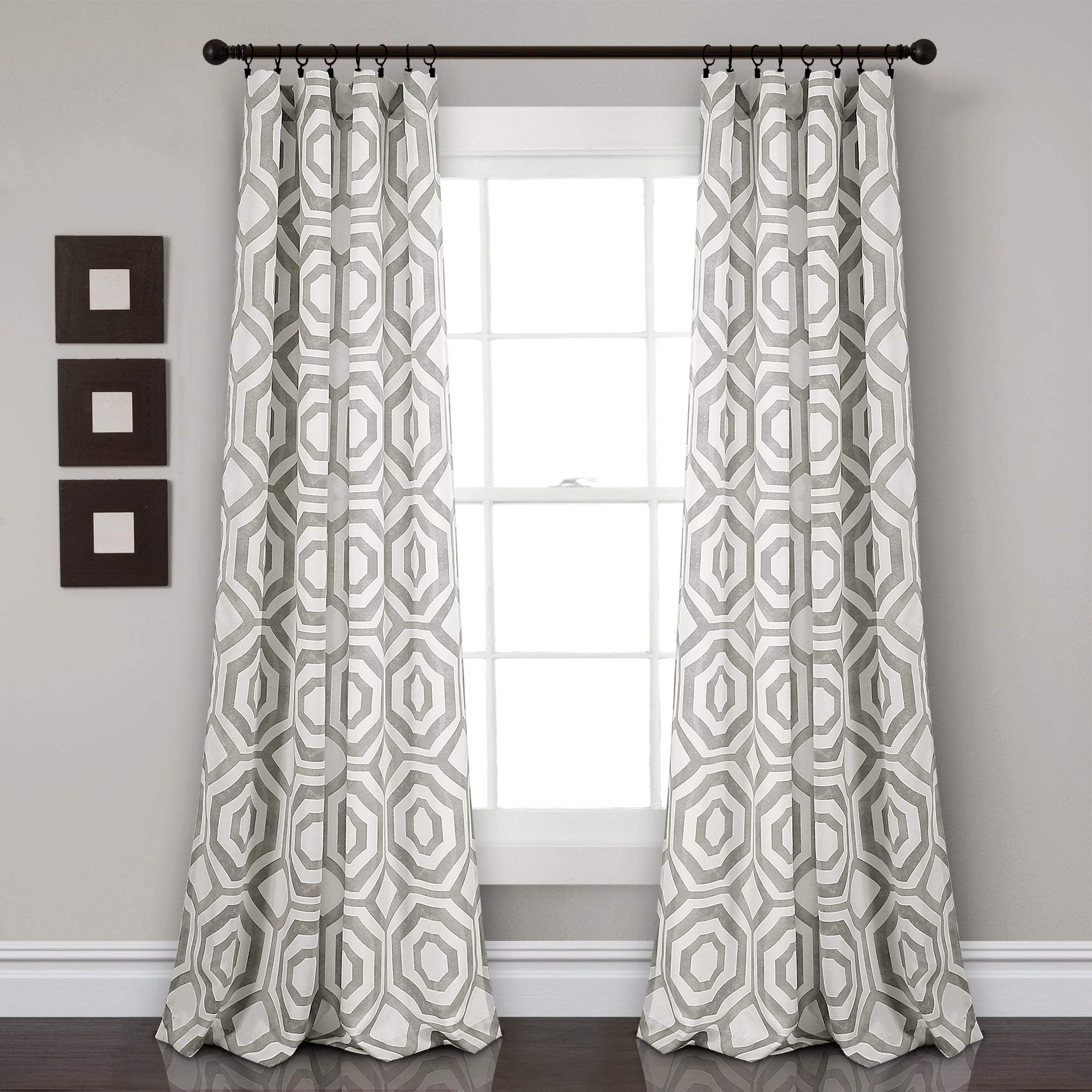 Octagon Blocks Room Darkening Window Curtain Panel Set