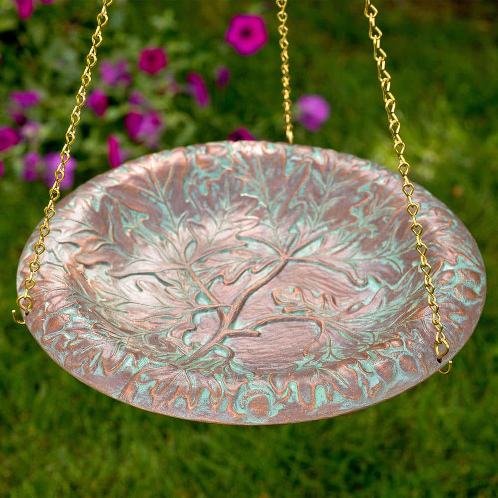 Whitehall Products Oakleaf Birdbath Bowl Copper Verdi 00193