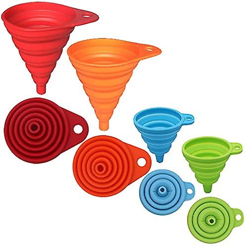 Silicone Collapsible Funnel Set Of 4， Small And Large， Kitchen Gadgets Accessories Foldable Funnels For Water Bottle Liquid Transfer Food Grade (l， S