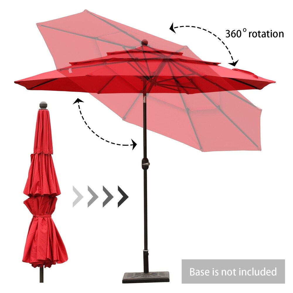 Aoodor Patio Umbrella 10 ft. for Dining Table Outdoor Market Yard Use 3 Tier Ventilation (Umbrella only)