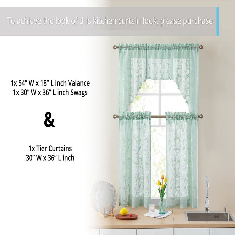 THD Jayce Semi Sheer Kitchen Swag Curtain Panels - Rod Pocket for Small Windows - 30 W x 36 L (Pair)