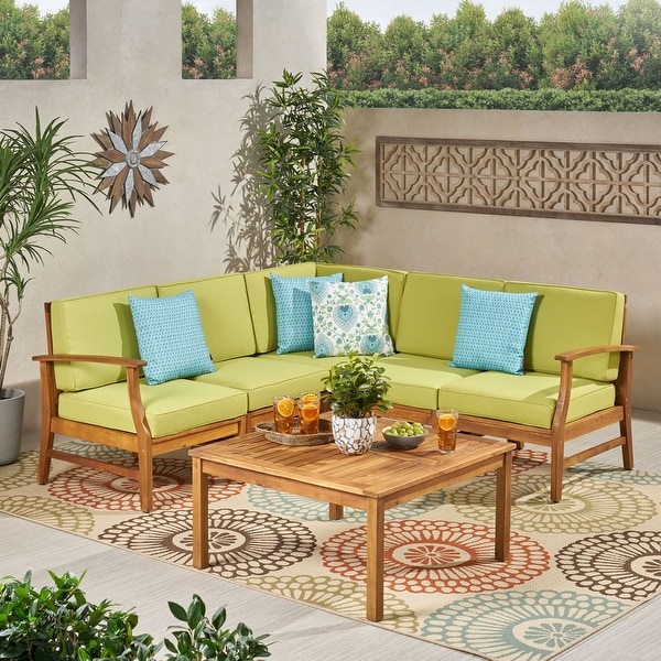 Perla Acacia Outdoor 5seat Sectional Set by Christopher Knight Home