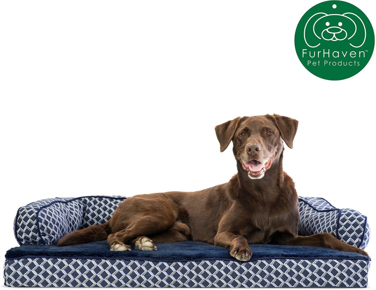 FurHaven Comfy Couch Orthopedic Bolster Dog Bed w/Removable Cover