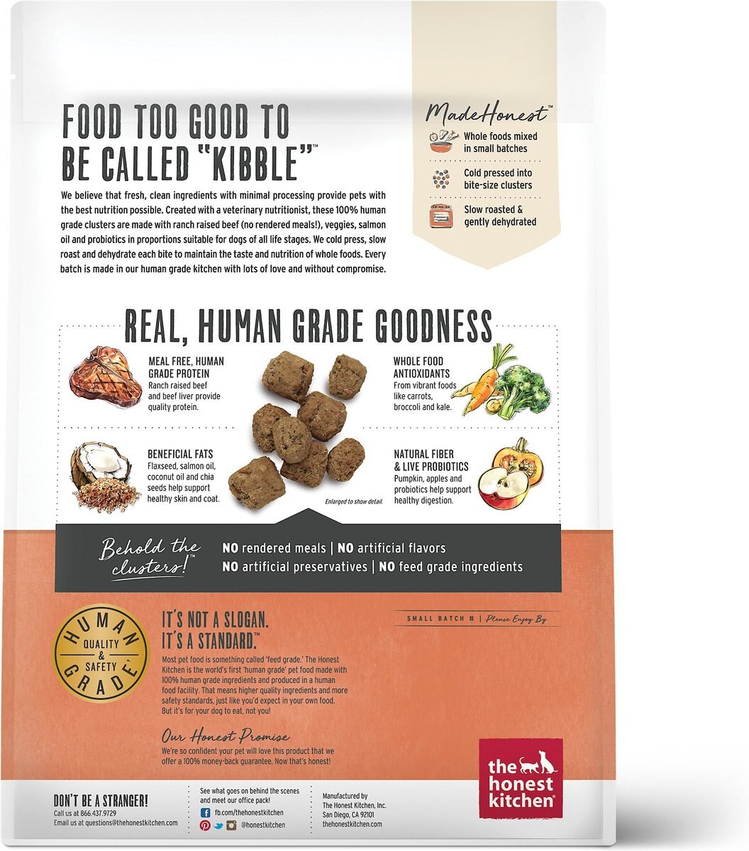 The Honest Kitchen Grain-Free Beef Whole Food Clusters Dry Dog Food