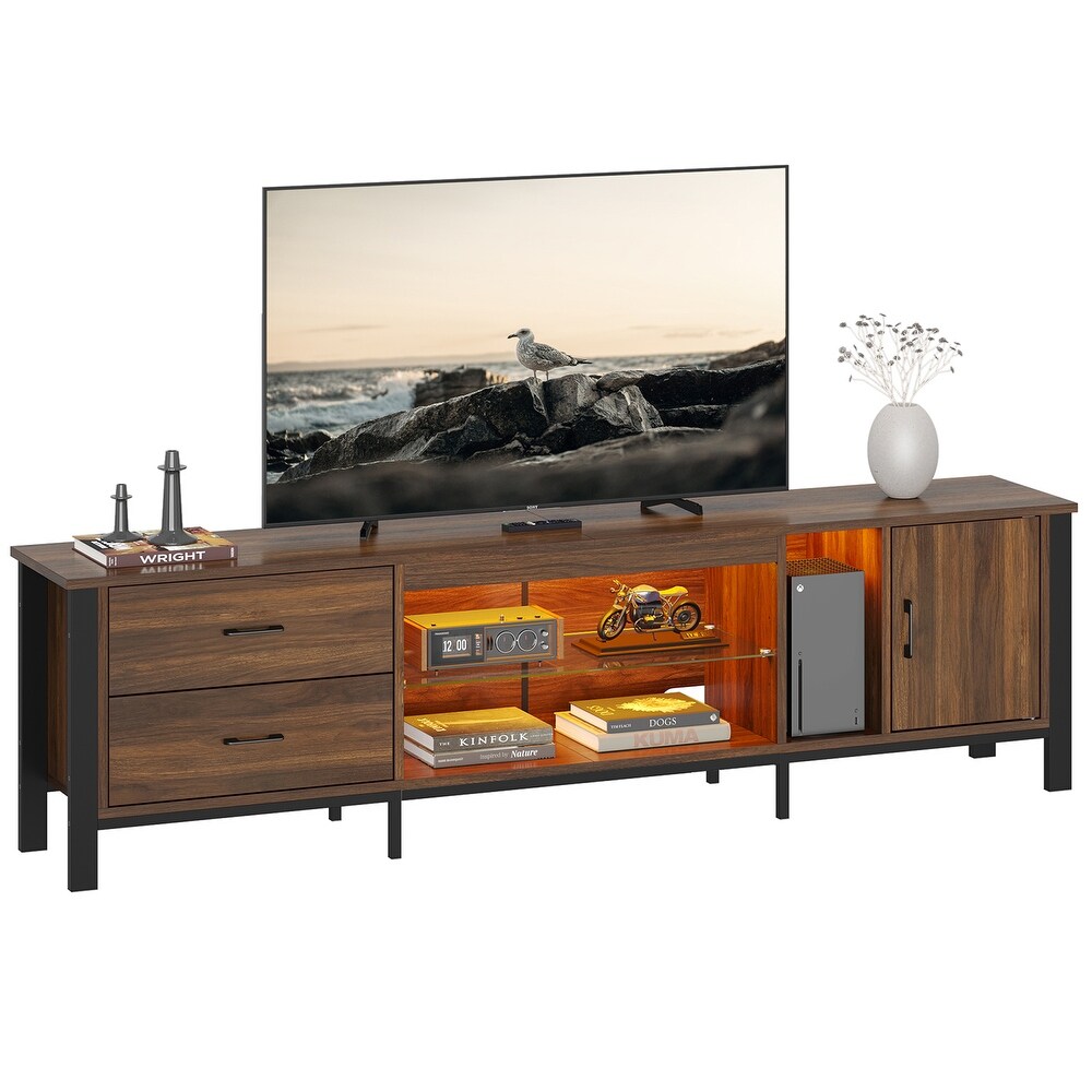 Modern TV Stands for 75/ 80/ 85 inch TV with 2 Drawers   80 inches