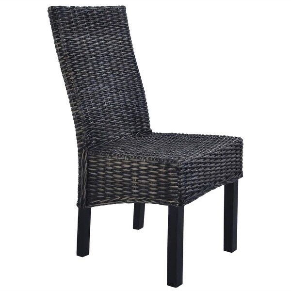 vidaXL Dining Chairs 6 pcs Black Kubu Rattan and Mango Wood (3x246656)