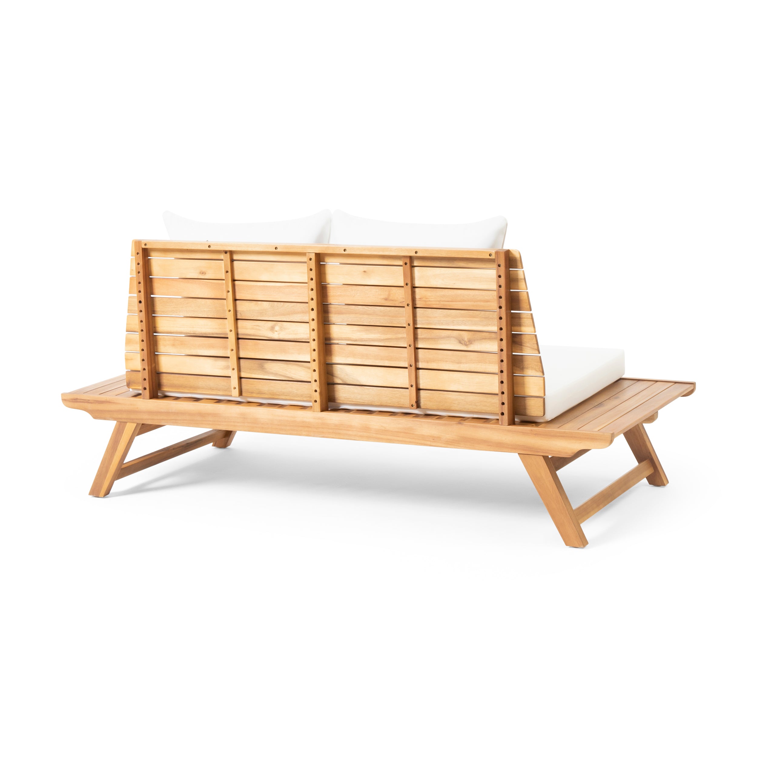 Kaiya Outdoor 2 Seater Acacia Wood Loveseat and Coffee Table Set