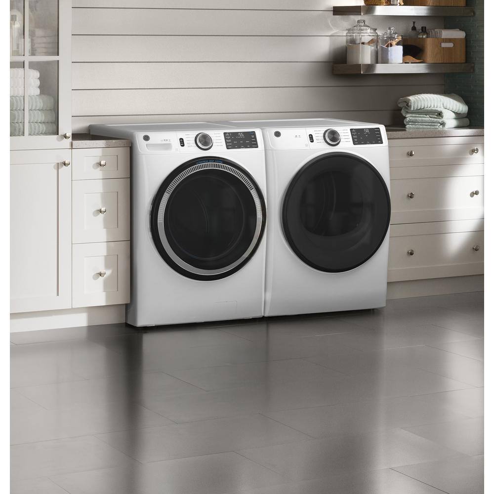 GE 7.8 cu. ft. Smart Front Load Electric Dryer in White with Sanitize Cycle ENERGY STAR GFD55ESSNWW