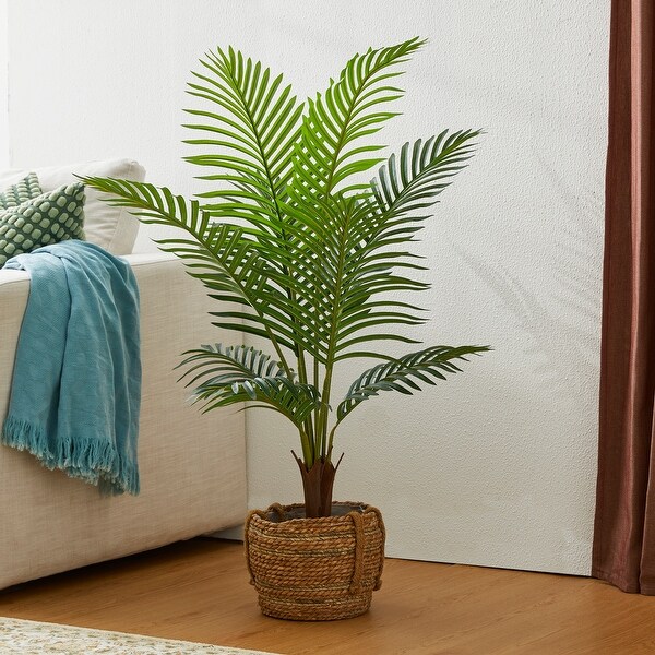 Glitzhome 43H Real Touch Areca Palm Artificial Fronds Tree in Pot