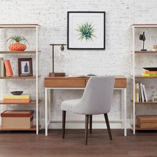 StyleWell Donnelly WhiteNatural 5-shelf Accent Bookcase with Open Back (58 in. H) SR9002WH