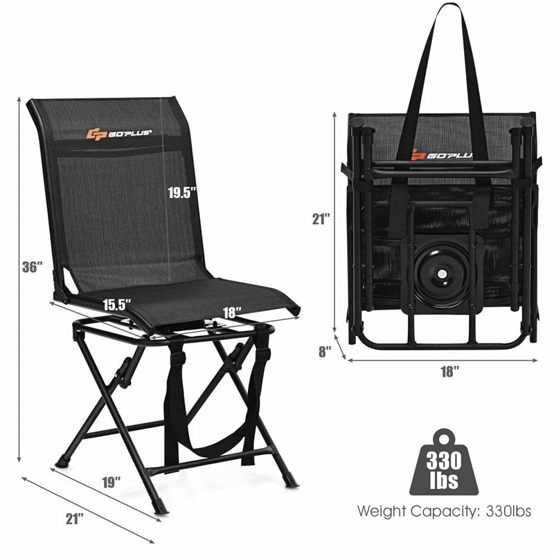 360 Degree Swivel Foldable Hunting Blind Chair with Mesh Backrest