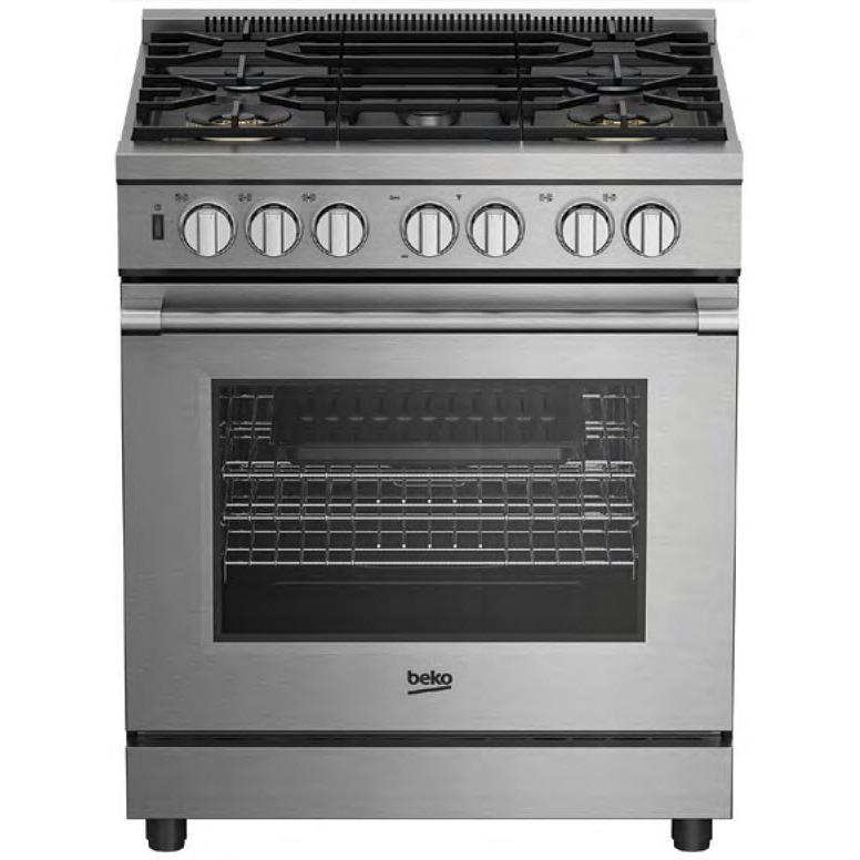 beko 30-inch Freestanding Dual Fuel Range with Twin Turbo Convection Technology PRDF34552SS