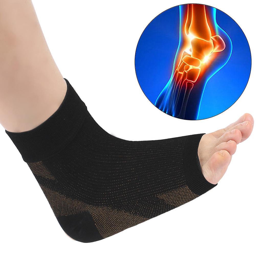 1pair Copper Fiber Ankle Guard Heel Sports Joint Protection Compression Anti Plantar Fascia Breathable Sockscopper Color S/m