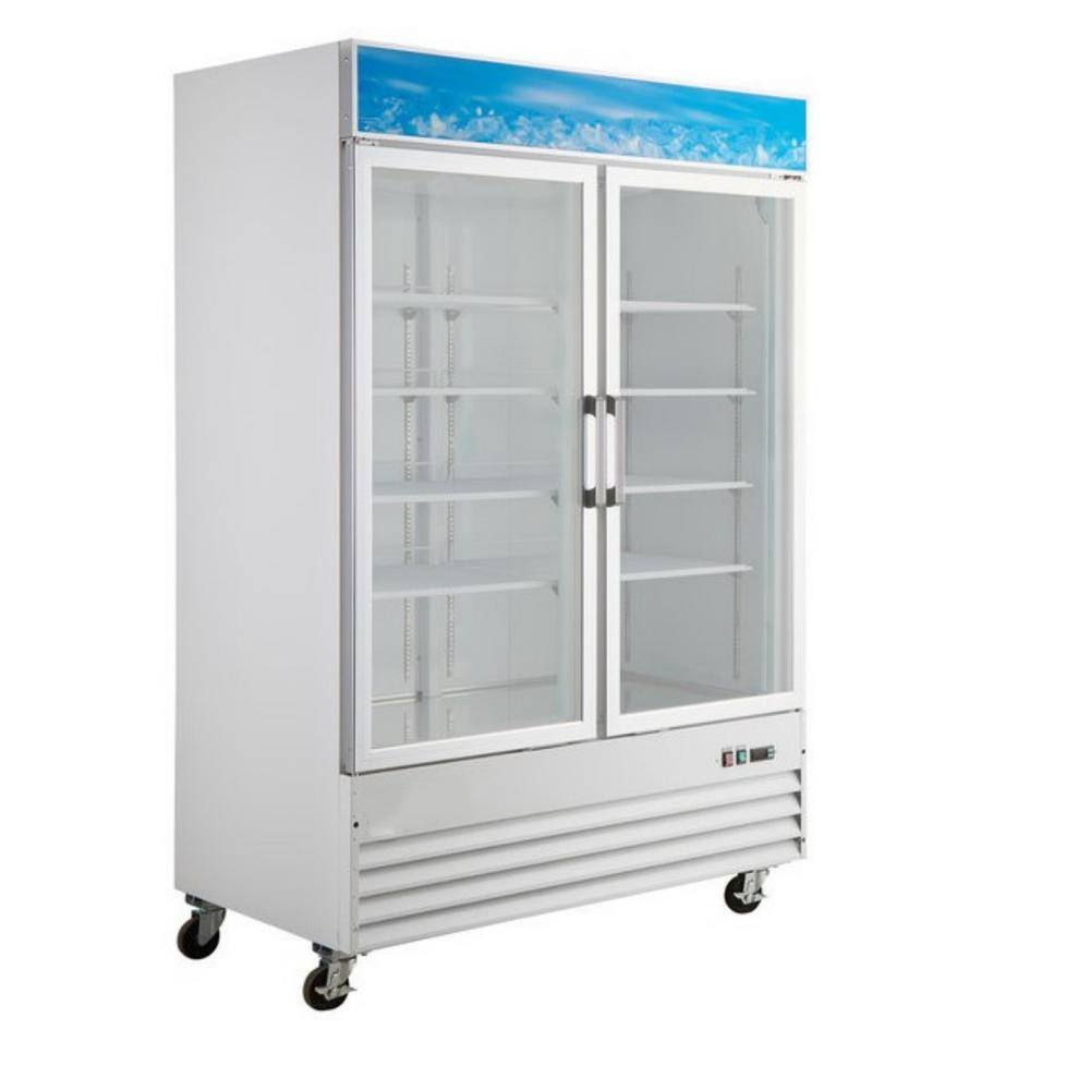 Cooler Depot 53 in. W 45 cu. ft. AutoCycle Defrost 2-Glass Door Commercial Merchandiser Reach-In Upright Freezer in White DXXD1.2BM2F