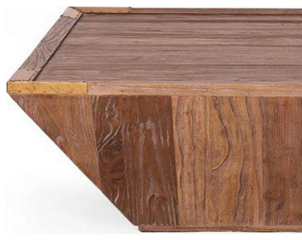 39 quotSquare Coffee Table  Carved Top  Bracket Accents  Brown Sloped Base   Rustic   Coffee Tables   by VirVentures  Houzz