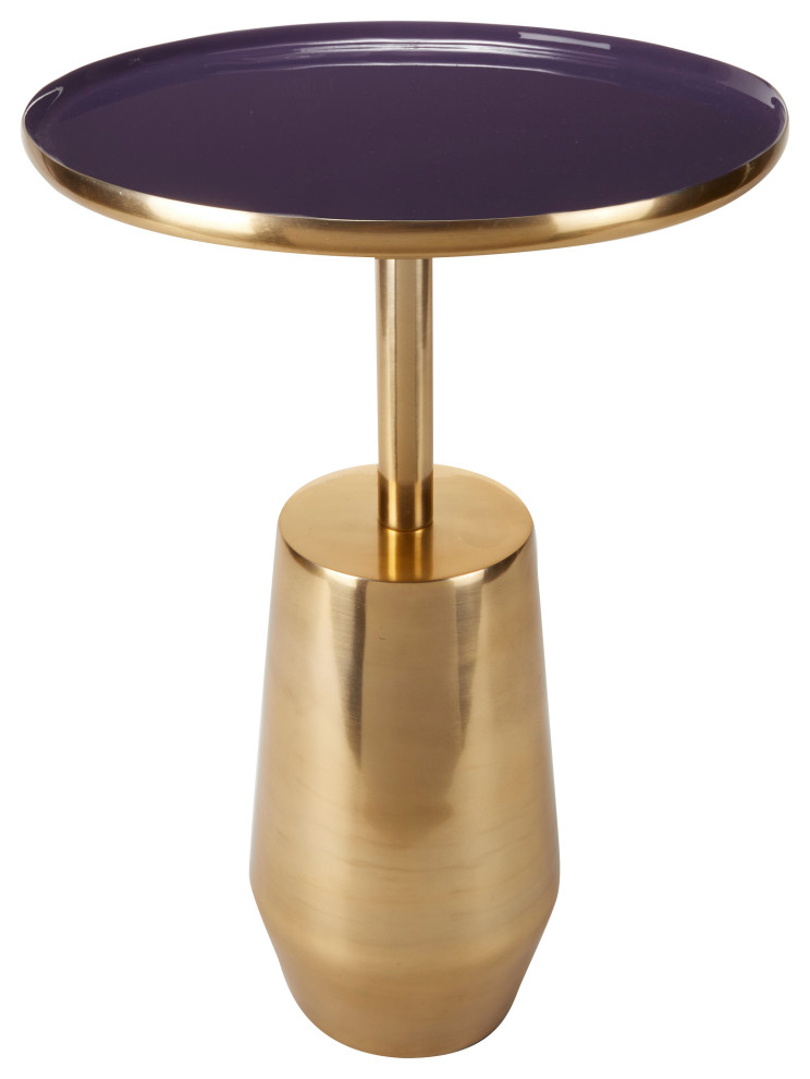 Round Gold Aluminum Accent Table With Purple Enamel Inlay  14 quotx21 quot  Contemporary   Side Tables And End Tables   by Brimfield  ampMay  Houzz