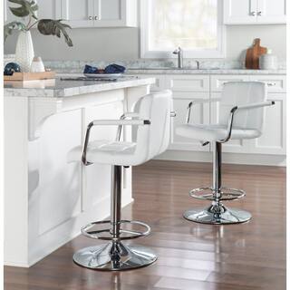 Powell Company Smith Adjustable 25 -33.5 in. White Counter and Bar Stool HD1207B19