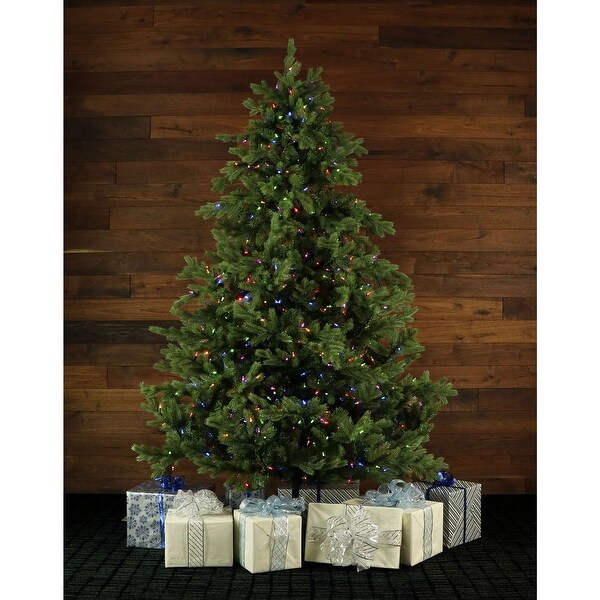 Fraser Hill Farmt Foxtail Pine 7.5foot Christmas Tree with Multicolor LED String Lighting