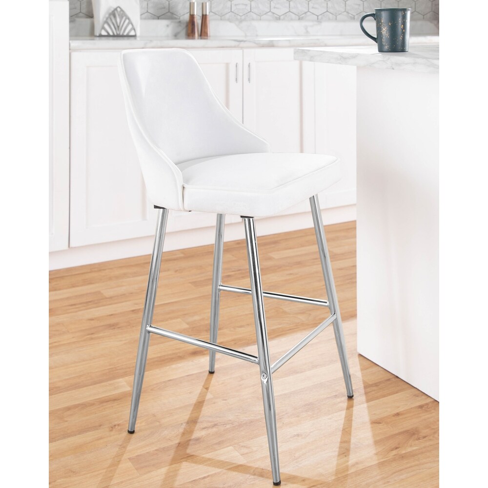 Silver Orchid Naldi Contemporary Chrome Counter Stool (Set of 2)   N/A