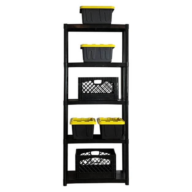 Plastic 5 Tier Utility Storage Shelving Unit Rack For Garage Shed Or Greenhouse Max 350 Pound Capacity Black