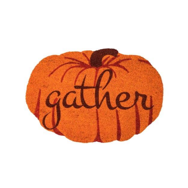 X 2 x27 3 quot Festive Gather Pumpkin Shaped Indoor outdoor Coir Doormat Orange brown Entryways
