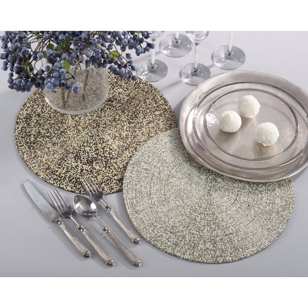 Saro Lifestyle Glass Beaded Design Elegant Glam Placemat set Of 4