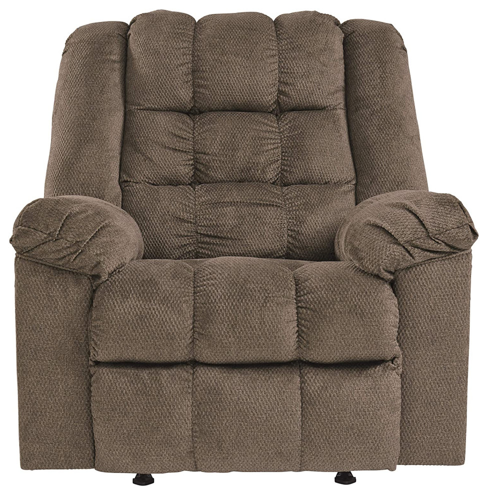 Comfortable Recliner  Heat  ampMassage Function With Tufted Seat  Light Brown   Transitional   Recliner Chairs   by Declusia  Houzz