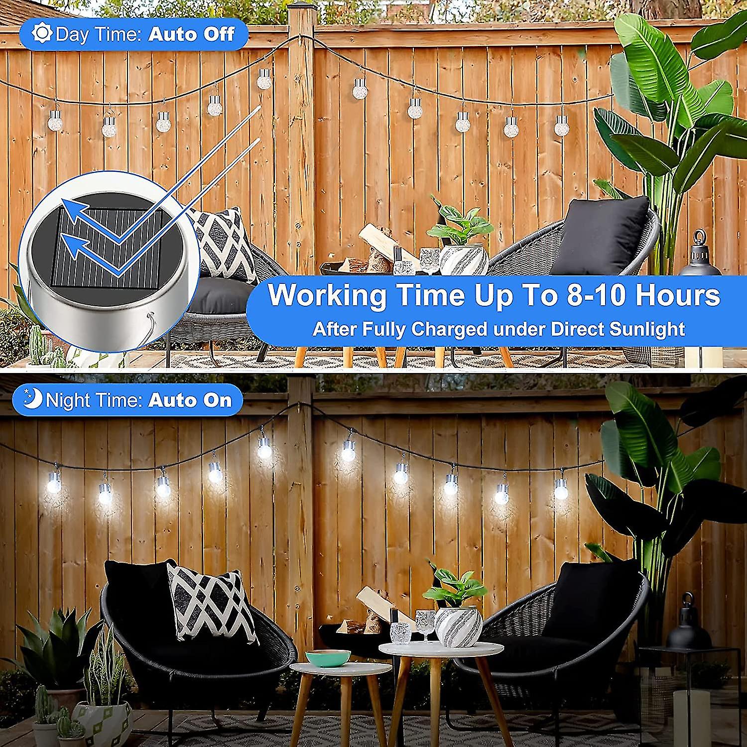 12pack Outdoor Hanging Solar Lights - Cracked Glass Solar Lights Water