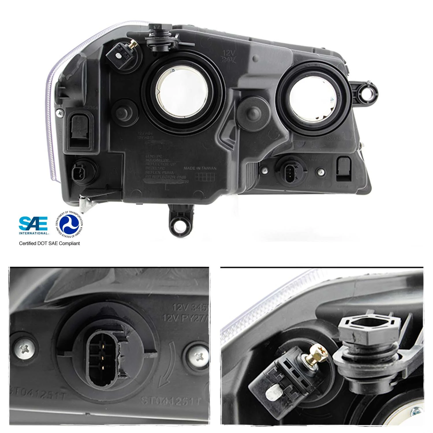 Fits 08-14 Dodge Avenger Black Replacement Headlights Headlamps Left + Right