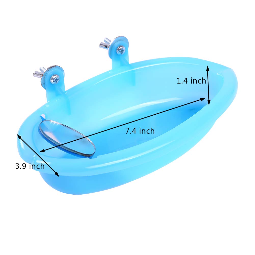 QBLEEV Bird Baths Tub with MirrorFor Cage， Parrot Birdbath Shower Accessories， Bird Cage Hanging Bath Bathing Box for Small Birds Parrots