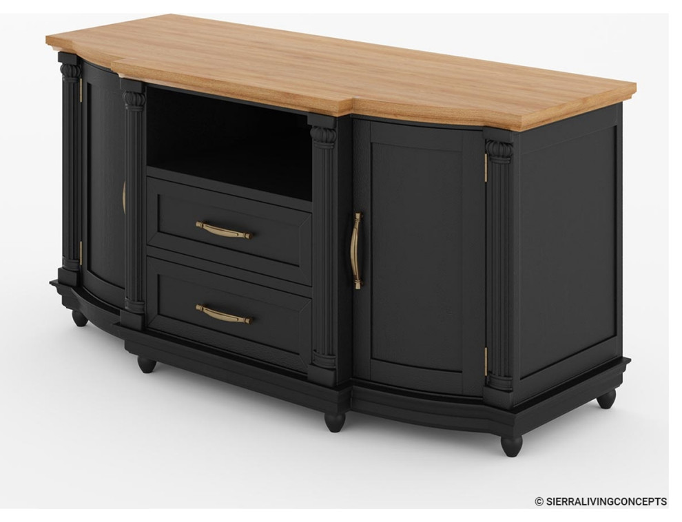 Marshalltown Two Tone Solid Wood 2 Drawer Large TV Media Cabinet   Traditional   Entertainment Centers And Tv Stands   by Sierra Living Concepts Inc  Houzz