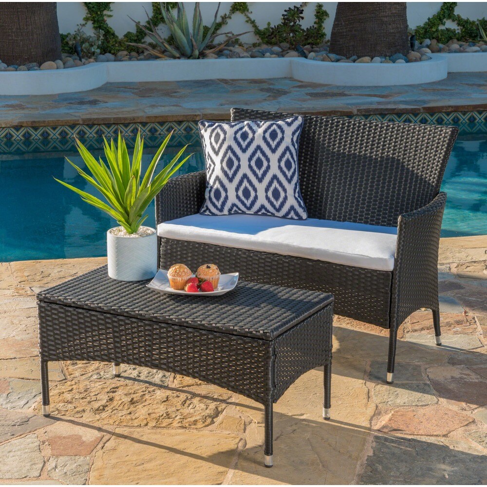 Malta 2 piece Outdoor Wicker Loveseat Set by Christopher Knight Home