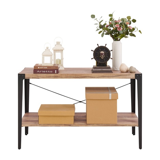 Modern Industrial Console Table Metal distressed Wood Danya B