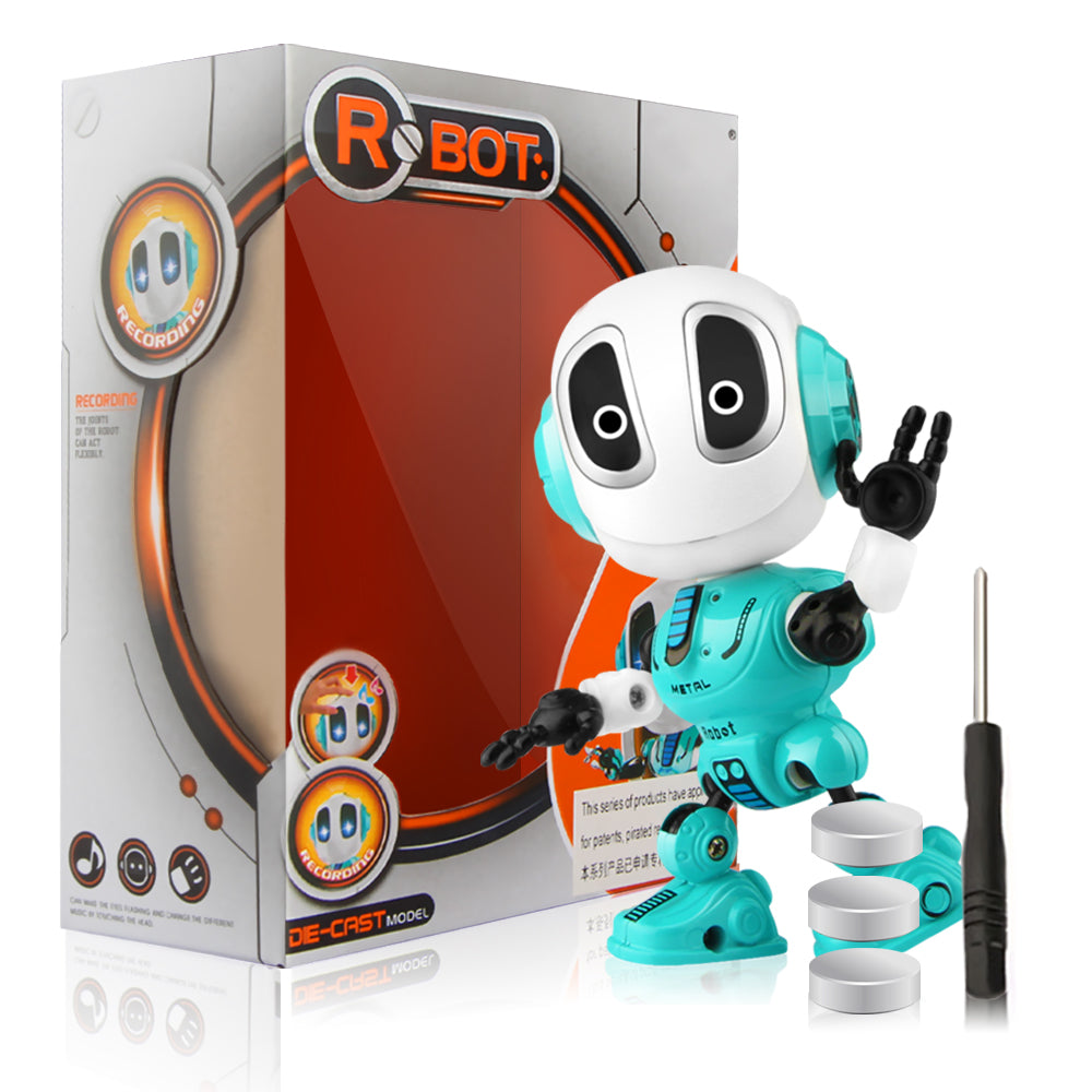 Growsly Rechargeable Talking Robots Toys for Kids - Metal Robot Kit with Sound and Touch Sensitive Led Eyes Flexible Body， Interactive Educational Gift Toys for 3 4 5 6 7 Year Old Boys， Girls Blue