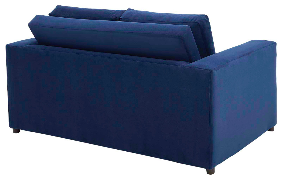 Avendale Velvet Loveseat  Deep Navy   Contemporary   Loveseats   by First of a Kind USA Inc  Houzz