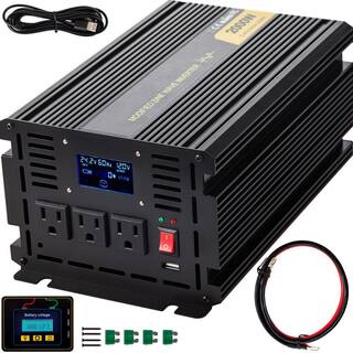 VEVOR Car Power Converter 2000-Watt Modified Sine Wave Inverter DC 24-Volt to AC 120-Volt with LCD Display Remote Controller ZNB2KW-24-120Y3B5V9